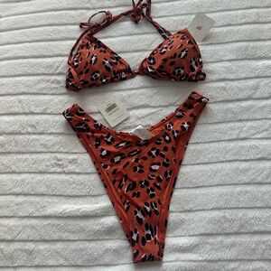 Fabletics Orange and Black Swim Suit